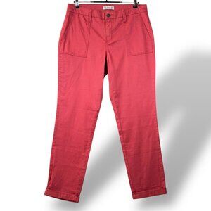 Vintage America Blues Pants Women Sz 12 Coral Cuff Patch Pocket Flat Front Chino